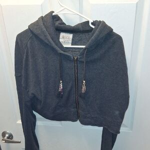 Moral Fiber Dark Gray Crop Top Hoodie